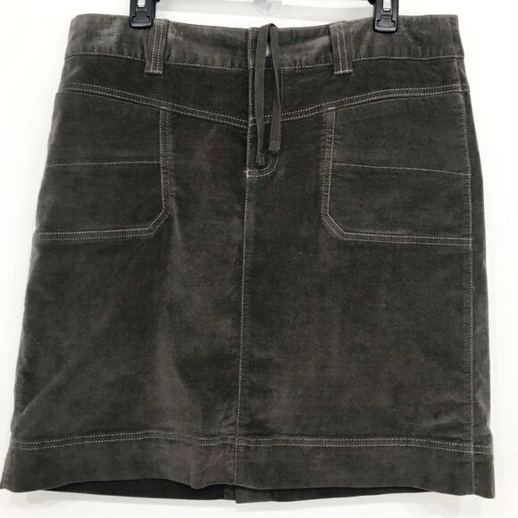 Athleta Olive Green Cotton Velour Drawstring Waist Mini Skirt - Picture 1 of 16